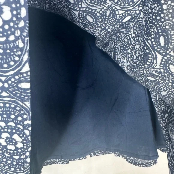 Elegant Navy Patterned‎ Skater Skirt 100% Cotton Size 12 - Picture 9 of 11
